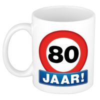 Verkeersbord mok/ beker 80 jaar - Verjaardagsmokken - thumbnail