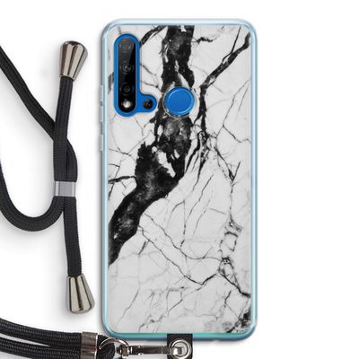 Witte marmer 2: Huawei P20 Lite (2019) Transparant Hoesje met koord