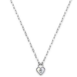 Ketting Hart-Slot zilver-parelmoer wit 41-44 cm