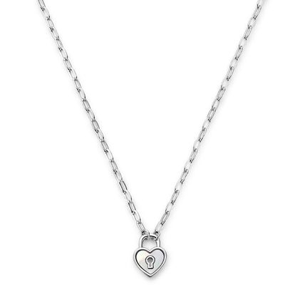 Ketting Hart-Slot zilver-parelmoer wit 41-44 cm