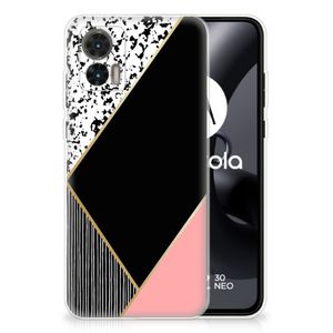 Motorola Edge 30 Neo TPU Hoesje Zwart Roze Vormen
