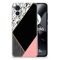 Motorola Edge 30 Neo TPU Hoesje Zwart Roze Vormen - thumbnail