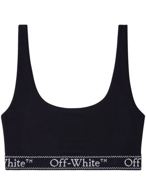 Off-White Cropped top met logoband - Zwart