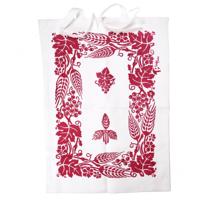 Koffer voor gebak in katoenen linnen met rood Romagna patronen - Maximale afmetingen 60x40 cm