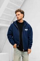 Equalité Societe Oversized Full Zip Hoodie Heren Donkerblauw - Maat XS - Kleur: DonkerblauwWit | Soccerfanshop