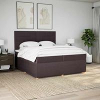 Boxspring met matras stof donkerbruin 200x200 cm
