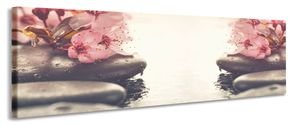 Karo-art Schilderij -Kersenbloesem en Zen, 2 maten, wanddecoratie, premium print