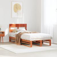 Bedframe zonder matras massief grenenhout wasbruin 75x190 cm