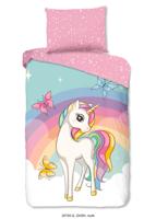 Good Morning Kinderdekbedovertrek "eenhoorn en regenboog" - Multi - (140x200 cm) - Katoen