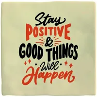 Plenty Gifts tegeltje keramiek stay positive 10x10cm crème