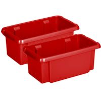 Sunware Opslagbox - 4 stuks - kunststof 7 liter rood 38 x 21 x 14 cm