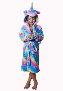 Unicorn kinderbadjas met capuchon -L (9-10 jaar)