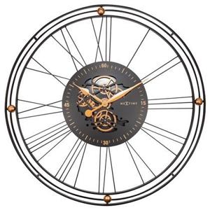 NeXtime - Roman Gear Clock XXL - 90.5cm - Zwart|Goud - Metaal -