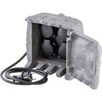 EVN 230415 Buitenstopcontact 4-voudig Granietgrijs (mat) Steenlook