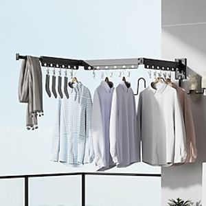 handdoekstang badkamerplank droogrek verstelbare lengte opvouwbare intrekbare kabel eigentijds moderne aluminium badkamer aan de muur gemonteerd Lightinthebox