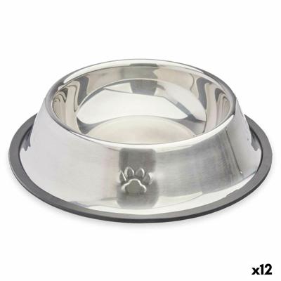Voerbak voor honden Zilverkleurig Grijs Rubber Metaal 22 x 6 x 22 cm (12 Stuks)