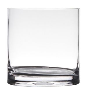 Transparante home-basics cilinder vorm vaas/vazen van glas 15 x 15 cm