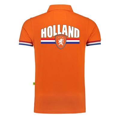 EK / WK supporter poloshirt - heren - oranje schild - Leeuw en vlag - Koningsdag - grote maat