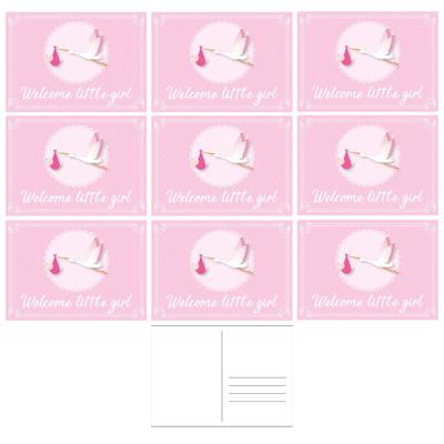 Welcome little girl ansichtkaart - 10x - wenskaart - geboorte - geboren - kraamcadeau - A5 - roze