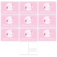 Welcome little girl ansichtkaart - 10x - wenskaart - geboorte - geboren - kraamcadeau - A5 - roze