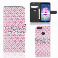 Huawei P Smart Portemonnee Hoesje Flowers Pink DTMP - thumbnail