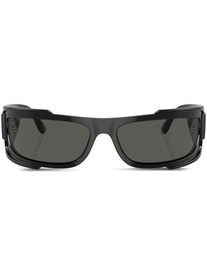 Versace Eyewear lunettes de soleil rectangulaires à plaque logo - Noir