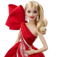 Barbie mannequinpop Signature Kerst blond 28 cm rood - thumbnail