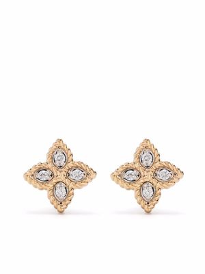 Roberto Coin boucles d'oreilles Princess Flower en or rose 18ct ornées de diamants