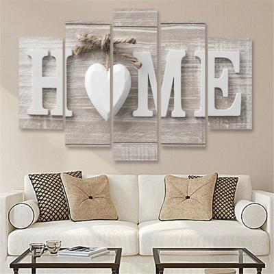 5 stuks canvas afdrukken Love HOME frameless Wall Art Foto's voor huis woonkamer slaapkamer decoratie grootte: 20x35cm x2 20x45cm x2 20x55cm x1