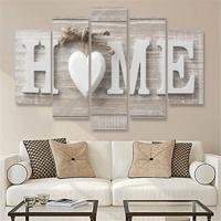 5 stuks canvas afdrukken Love HOME frameless Wall Art Foto's voor huis woonkamer slaapkamer decoratie grootte: 20x35cm x2 20x45cm x2 20x55cm x1
