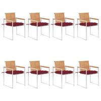 Tuinstoelen 8 st met kussens massief teakhout
