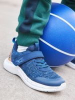 Lichtgewicht kindersneakers met veters en klittenband blauw - thumbnail