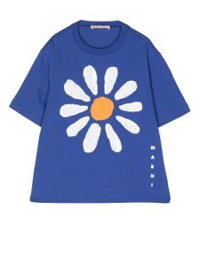 Marni Kids t-shirt fleuri à sequins - Bleu