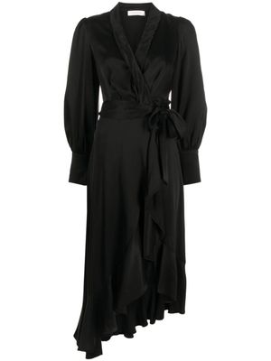 ZIMMERMANN robe cache-cœur mi-longue à manches longues - Noir