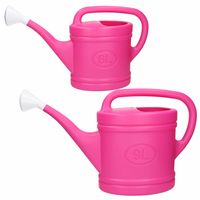 Tuin water gieters set 2x stuks van 6 en 9 liter inhoud roze