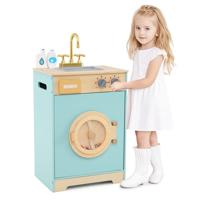 Kinderwasmachine met Wasmiddel Houten Speelgoedwasmachine Wasserij-keuken set met Spoelbak