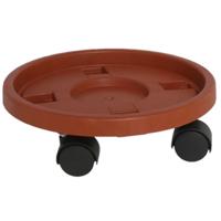 Kunststof planten trolley/multiroller rond bruin 26 cm