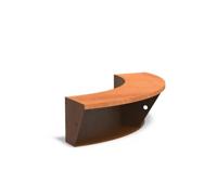 Keerwand cortenstaal binnenbocht 100x100x40cm. brede bovenrand
