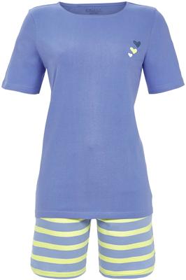 Katoen gestreepte shortama blauw