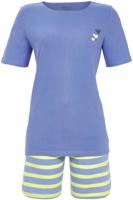 Katoen gestreepte shortama blauw