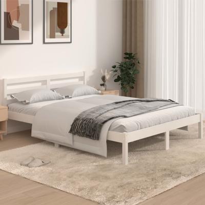 Bedframe massief grenenhout wit 140x190 cm