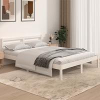 Bedframe massief grenenhout wit 140x190 cm