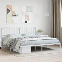 Bedframe met hoofdbord metaal wit 193x203 cm