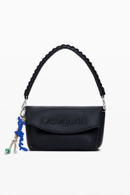 Middelgrote tas met 3D-logo en klep - BLACK - U