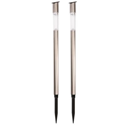 Lumineo Tuinfakkel Bodi - 2x - solar - RVS - warm wit - 57 cm