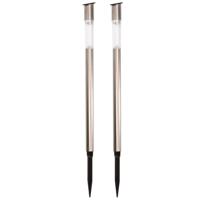 Lumineo Tuinfakkel Bodi - 2x - solar - RVS - warm wit - 57 cm