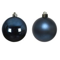 Decoris kleine kerstballen - 16x st - donkerblauw - 4 cm - kunststof   -