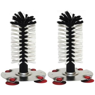 Spoelborstel enkel - 2x - voor bierglazen en meer - 8 x 8 x 19 cm - zilver - professionele horeca bo