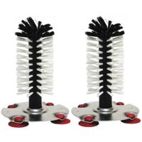 Spoelborstel enkel - 2x - voor bierglazen en meer - 8 x 8 x 19 cm - zilver - professionele horeca bo