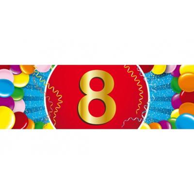 8 jaar leeftijd sticker - 19 x 6 cm - 8 jaar verjaardag - jubileum versiering
